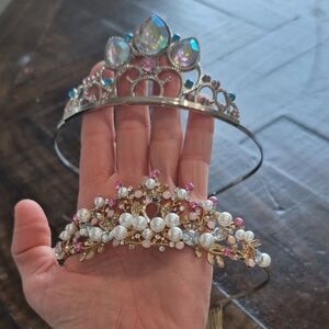 Elegant Silver and Gold Tiara with Pearls and Gems